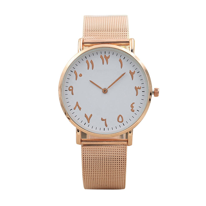 Women Fashion Classic Ancient Arabic numerals Quartz Stainless Steel Watch